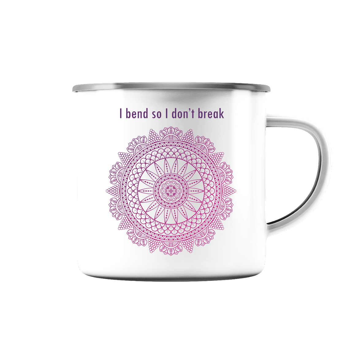 Namaste - I Blend so i don´t break - Emaille Tasse (Silber)