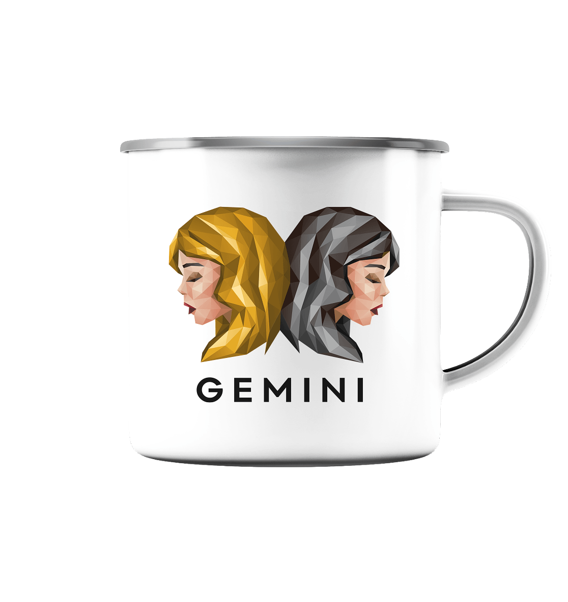 Zwilling Sternzeichen (Gemini) - Emaille Tasse (Silber)