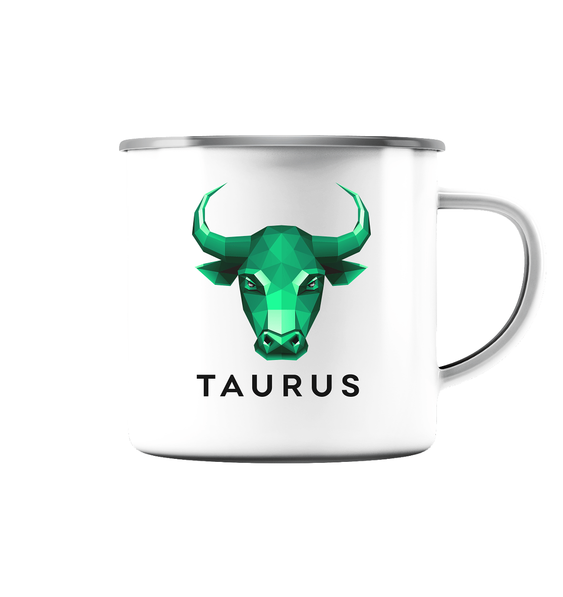 Stier Sternzeichen (Taurus) - Emaille Tasse (Silber)