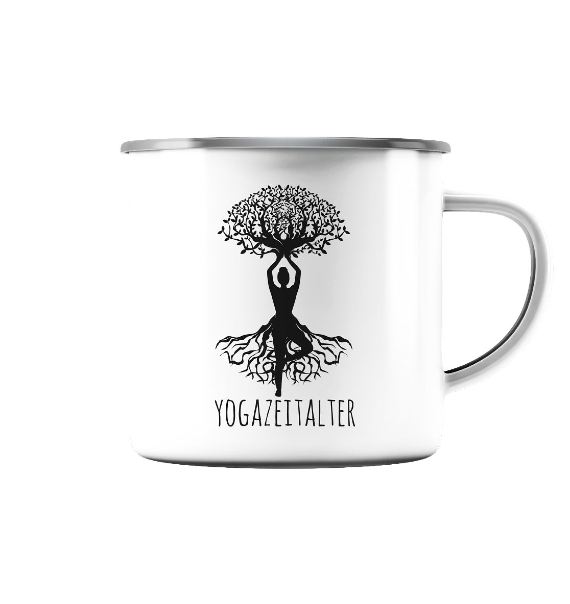 Yogazeitalter - Emaille Tasse (Silber)