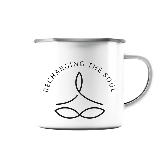 RECHARGING THE SOUL YOGA - AUFLADEN DER SEELE MIT YOGA - Emaille Tasse (Silber)