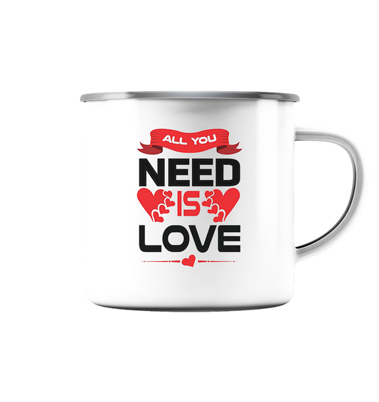 Liebe - Emaille Tasse (Silber)