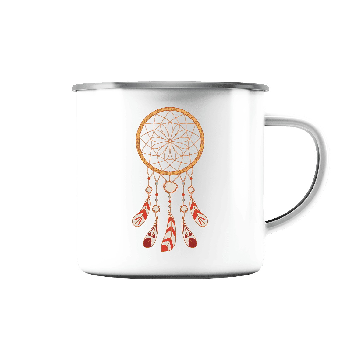 TRAUMFÄNGER - URSPRÜNGLICH INDIANISCHE SCHUTZAMULETTE - Emaille Tasse (Silber)