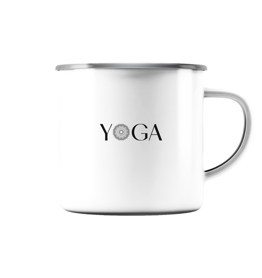 YOGA - DER EINKLANG IN RAUM UND ZEIT - Emaille Tasse (Silber)