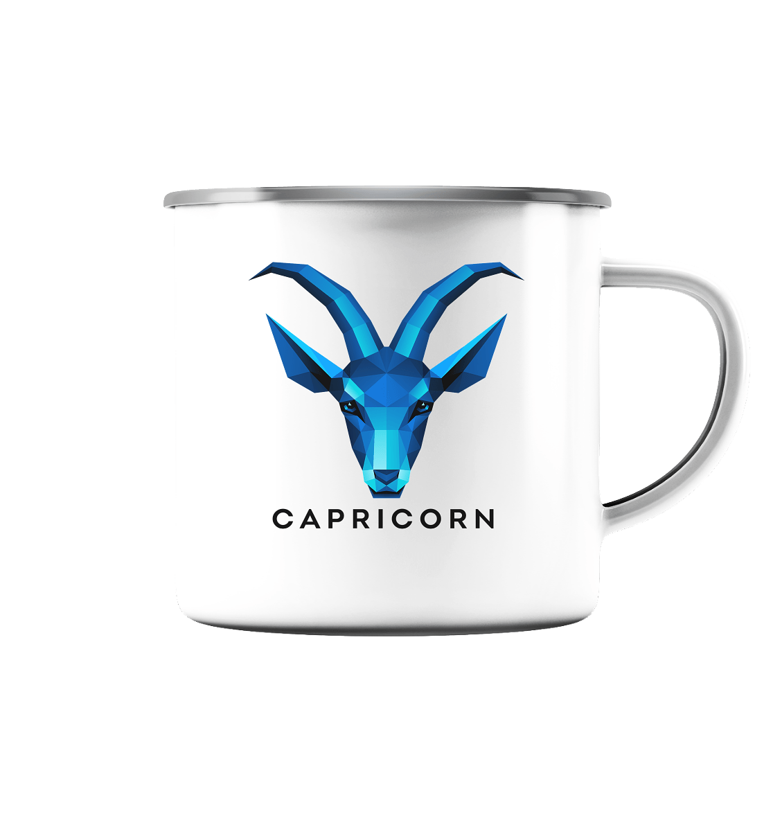 Steinbock Sternzeichen (Capricorn) - Emaille Tasse (Silber)