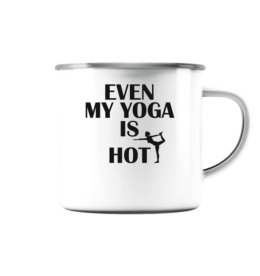 SOGAR MEIN YOGA IST HEIß - Emaille Tasse (Silber)