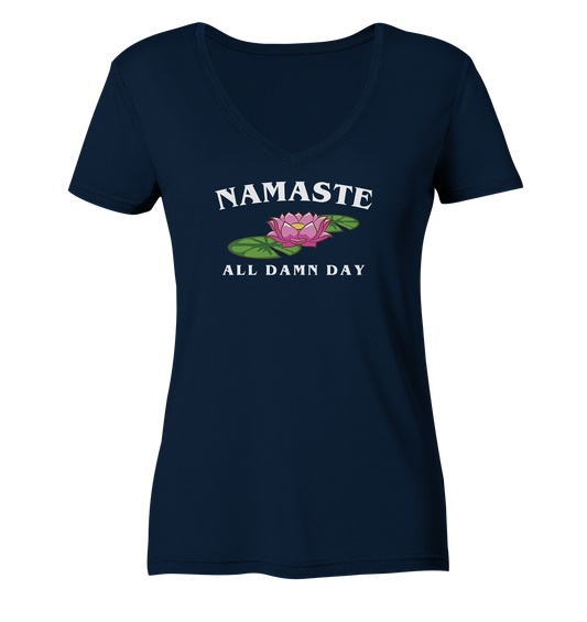 Namaste Blume - Damen V-Neck Shirt