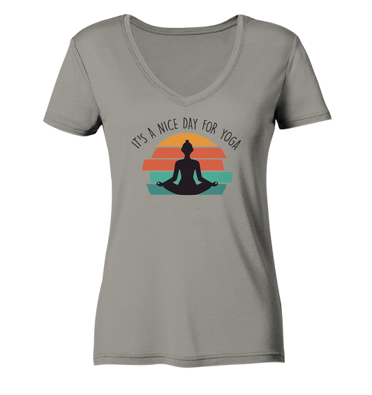 Jeden Tag Yoga -Damen V-Neck Shirt Bio