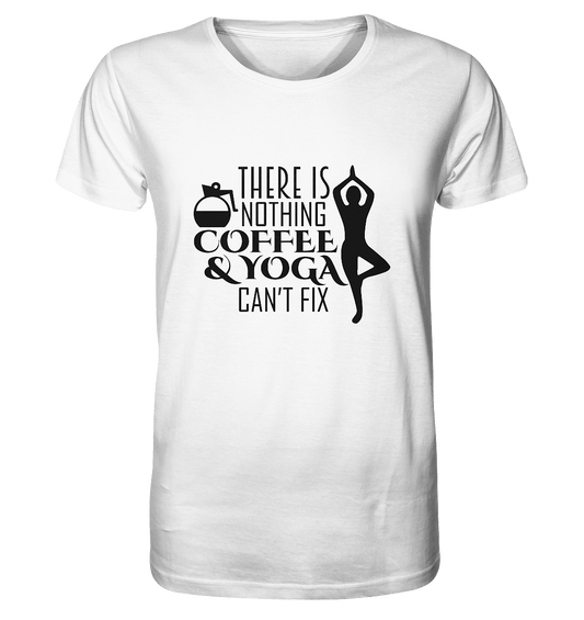 Kaffee & Yoga - Herren T-Shirt Bioqualität