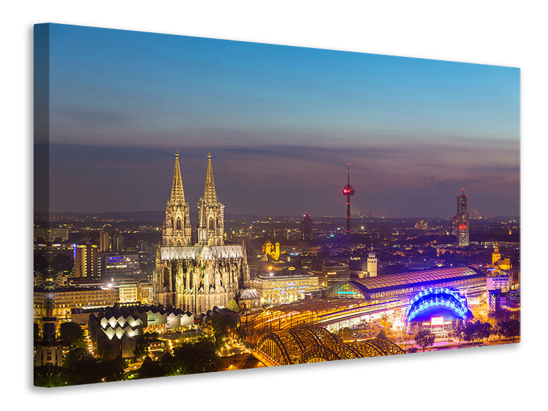 Leinwandbild Skyline Kölner Dom bei Nacht