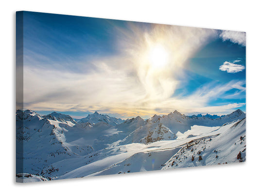 Leinwandbild Über den verschneiten Gipfeln