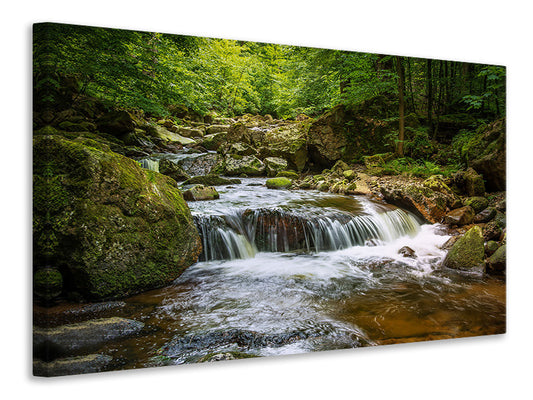 Leinwandbild Entspannung am Wasserfall