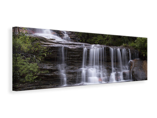 Leinwandbild Panorama Am Ende des Wasserfalls