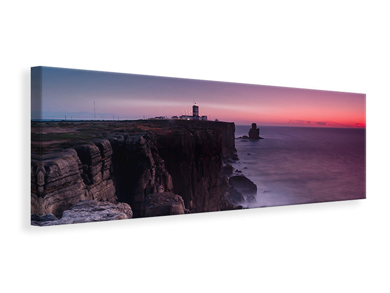 Leinwandbild Panorama Der Leuchtturm in der Abenddämmerung