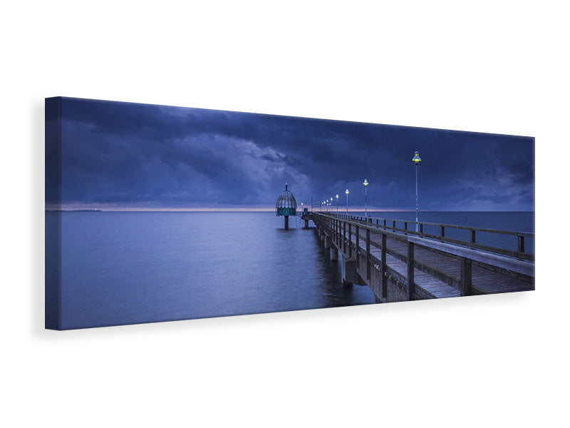 Leinwandbild Panorama Seebrücke bei Nacht