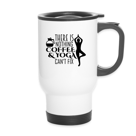 Kaffee & Yoga Travel Mug - weiß