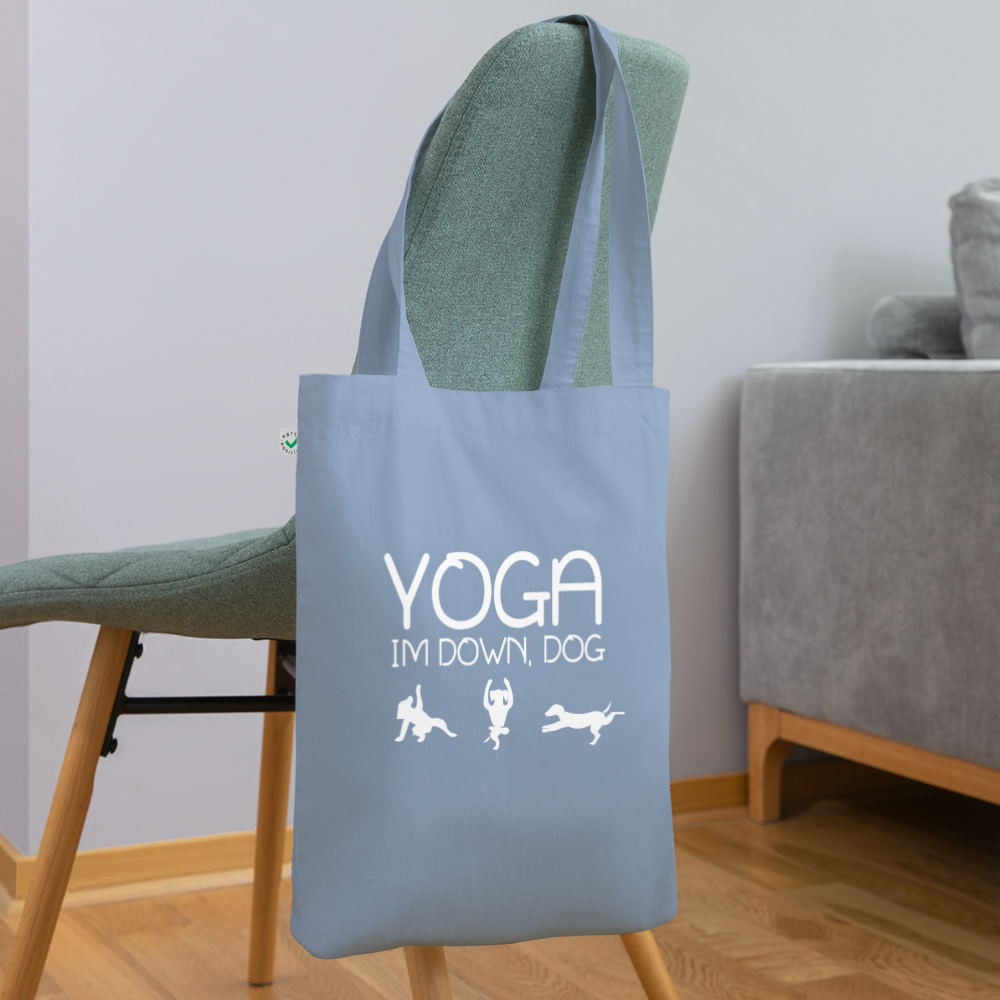 Hunde lieben Yoga - Bio-Stoffbeutel - Blaugrau